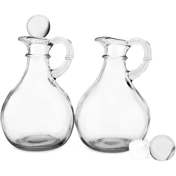 כוס שמן וחומץ בקבוקים (2 חתיכה להגדיר) סיבוב כוס שמן מתקן בקבוק עם פקק